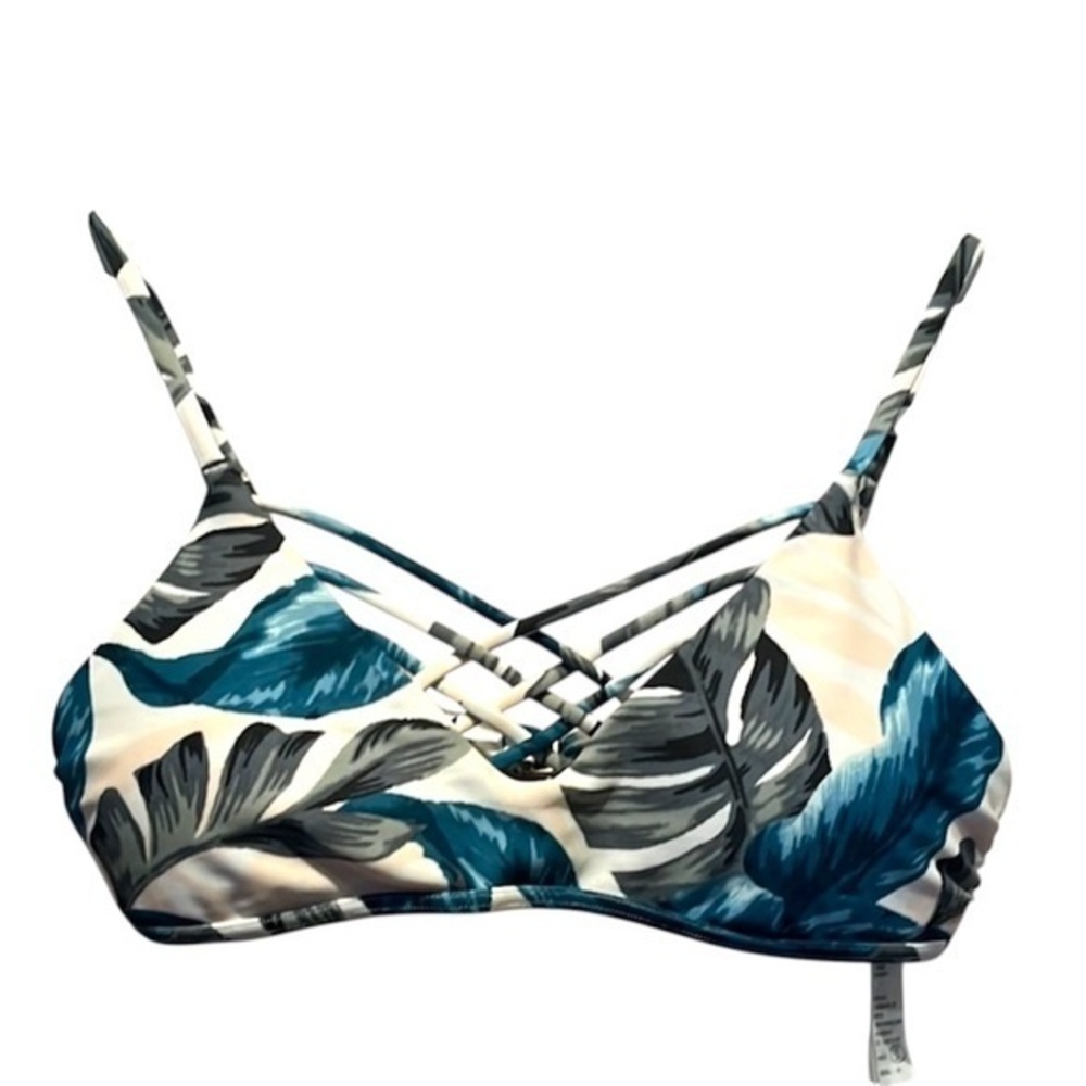 Hollister Women’s Tropical Palm Leaf Bikini Top Size XS